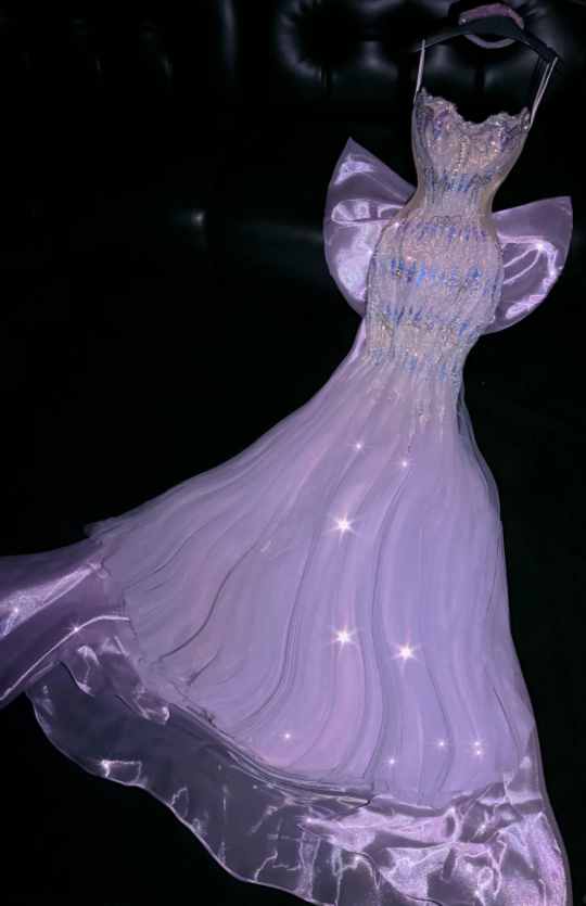 Elegantes lila Abendkleid aus Tüll, Meerjungfrauen-Stil, mit Pailletten, langes Ballkleid DP05766