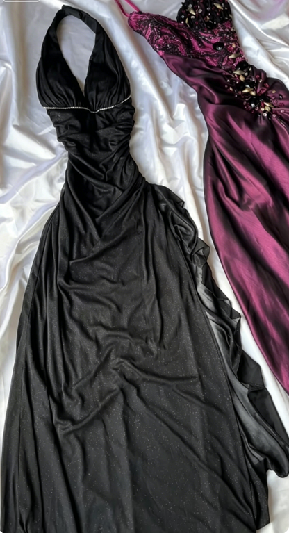 Classy Black Evening Dress Sheath Chiffon Long Formal Dress DP05768