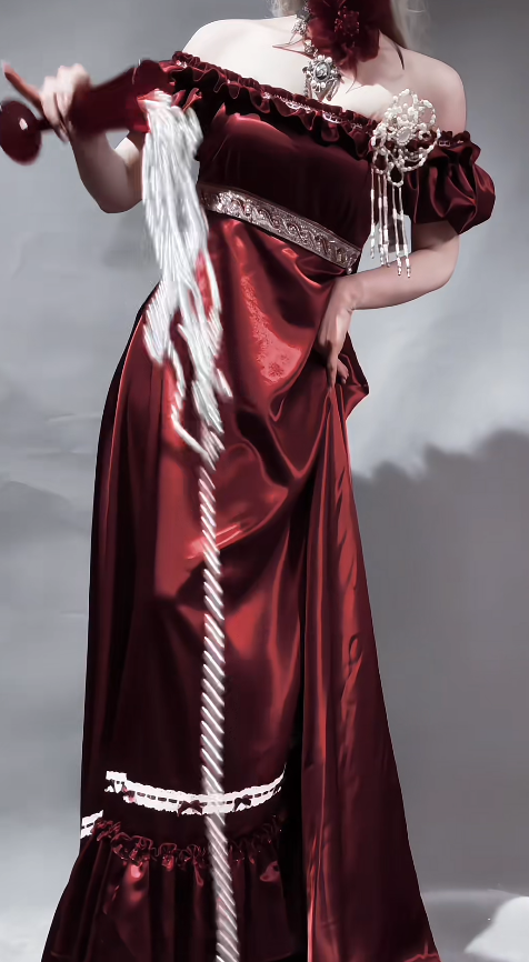 Classy Burgundy Birthday Dress Off-shoulder Imperial Satin Long Evening Dress DP05771