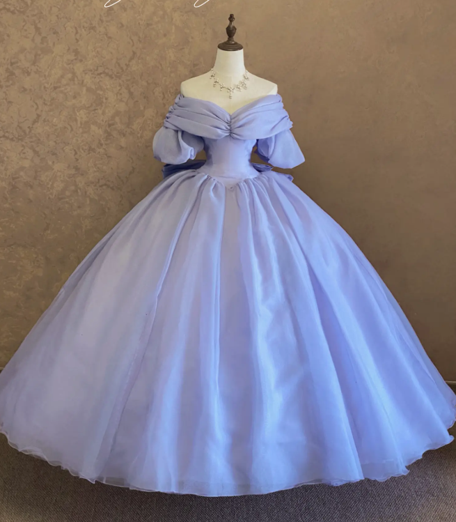 Classy Off-shoulder Ball Gown Quinceanera Dress Tulle Purple Sweet 16 Dress DP05799
