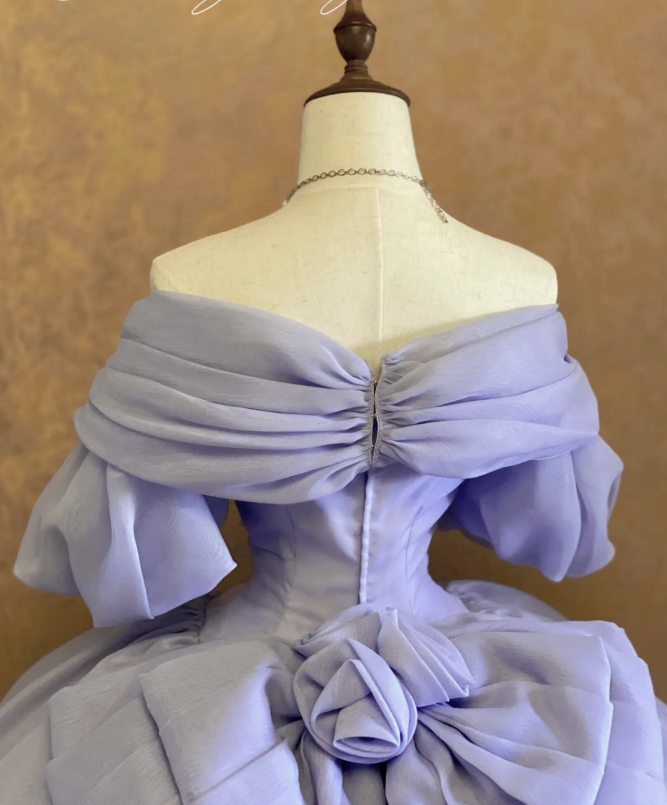 Classy Off-shoulder Ball Gown Quinceanera Dress Tulle Purple Sweet 16 Dress DP05799