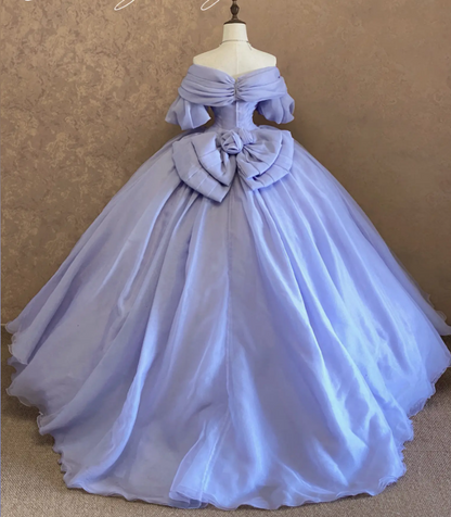 Classy Off-shoulder Ball Gown Quinceanera Dress Tulle Purple Sweet 16 Dress DP05799