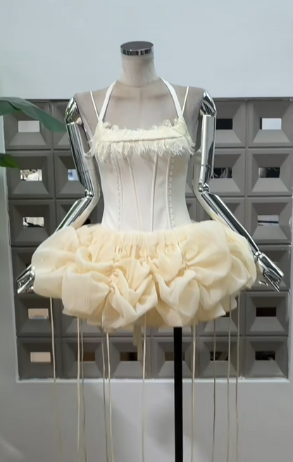 Robe d'été courte en satin dos nu pour femme, robe fourreau de plage sans manches, couleur champagne, pour anniversaire, DP05813