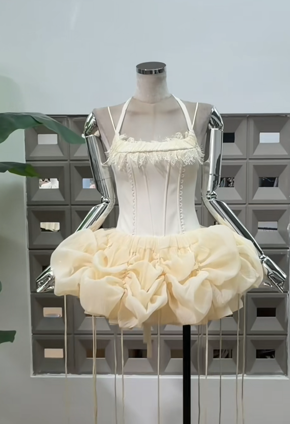 Robe d'été courte en satin dos nu pour femme, robe fourreau de plage sans manches, couleur champagne, pour anniversaire, DP05813
