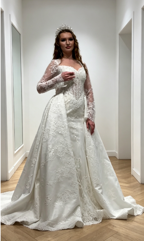 Modest Sweetheart A-Line Wedding Dress Lace Applique Bridal Gown White Bridal Dress DP05826