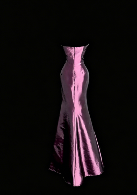 Élégante Robe de Soirée Longue en Satin Sirène sans Bretelles Violette Robe Mère de la Mariée DP05835