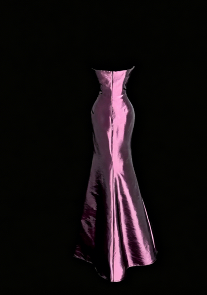 Élégante Robe de Soirée Longue en Satin Sirène sans Bretelles Violette Robe Mère de la Mariée DP05835