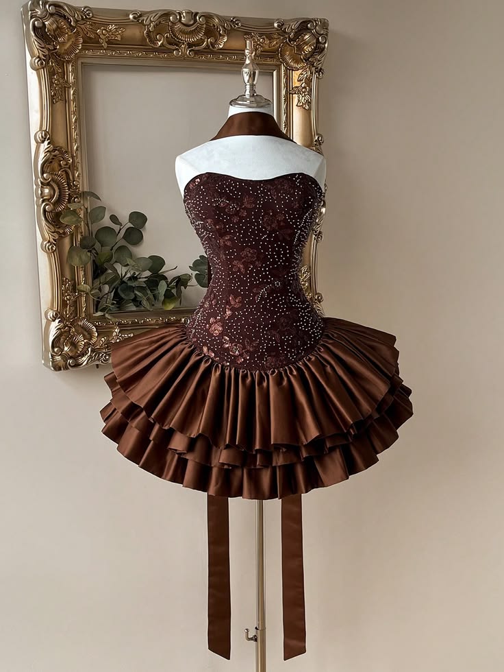 Sweet Brown Short Homecoming Dress Sweetheart A-Line Satin Birthday Dress Sleeveless Party Dress  DP05844