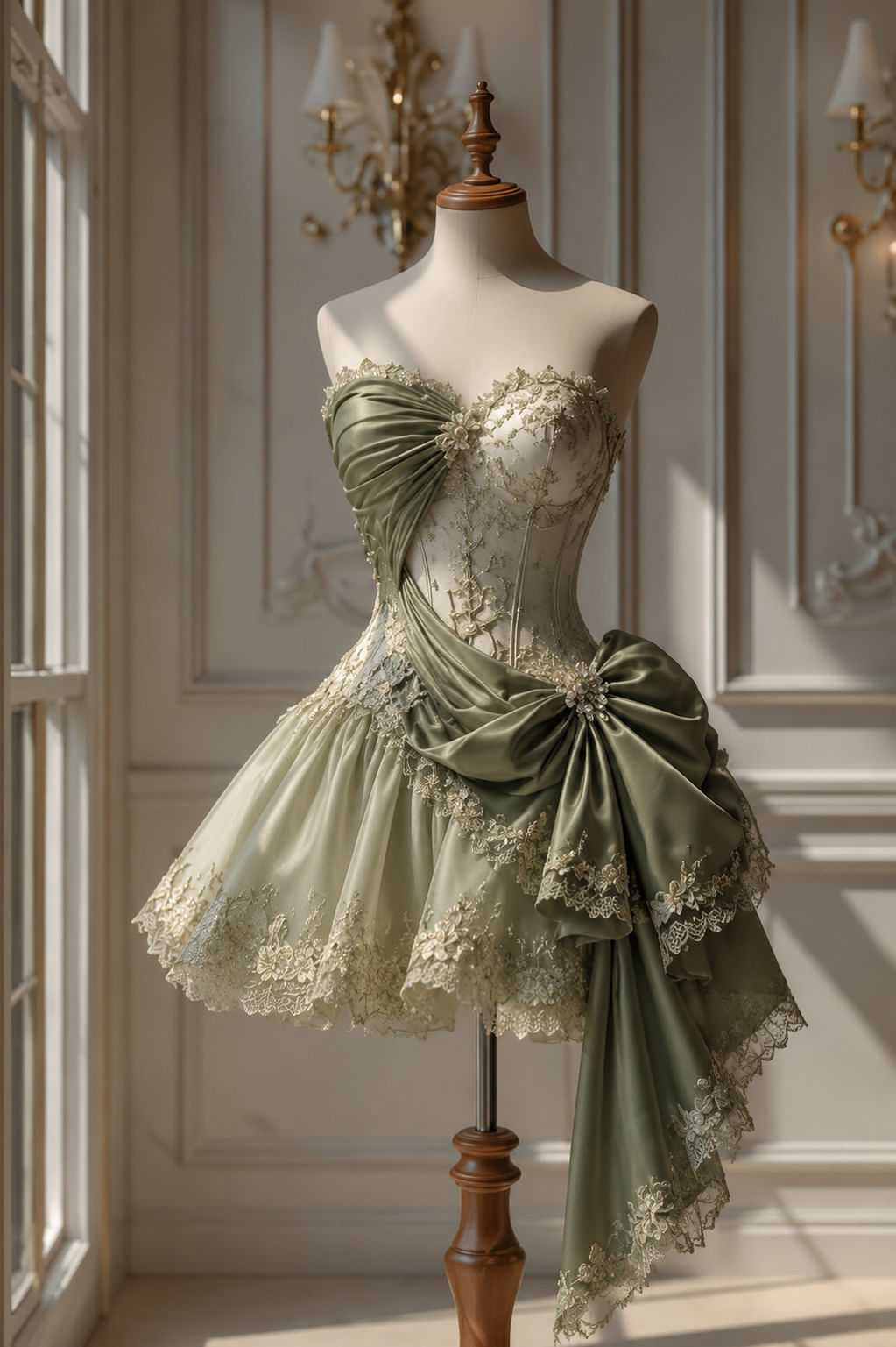Süßes Salbei Kurzes Heimkehrkleid Herzförmiger Ausschnitt Etuikleid Satin Geburtstagskleid Ärmelloses Partykleid DP05845