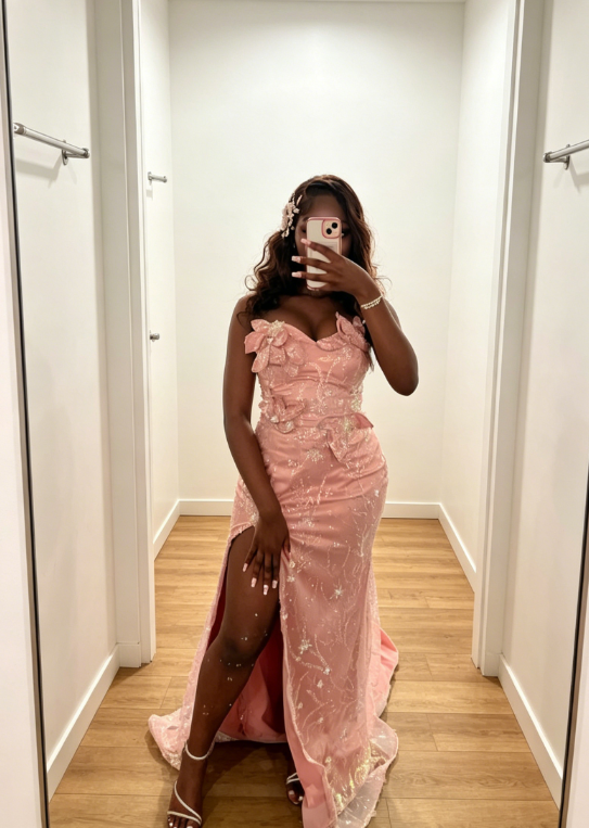 Sexy Sweetheart Sheath Tulle Sequins Long Evening Dress Pink  Prom Dress DP05908