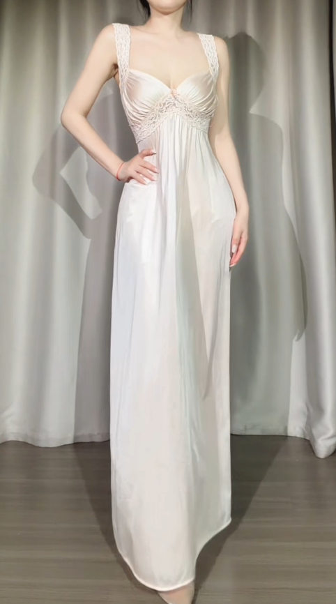 Elegant Straps Sheath  Satin Long Evening Dress Light Champagne Prom Dress DP05914