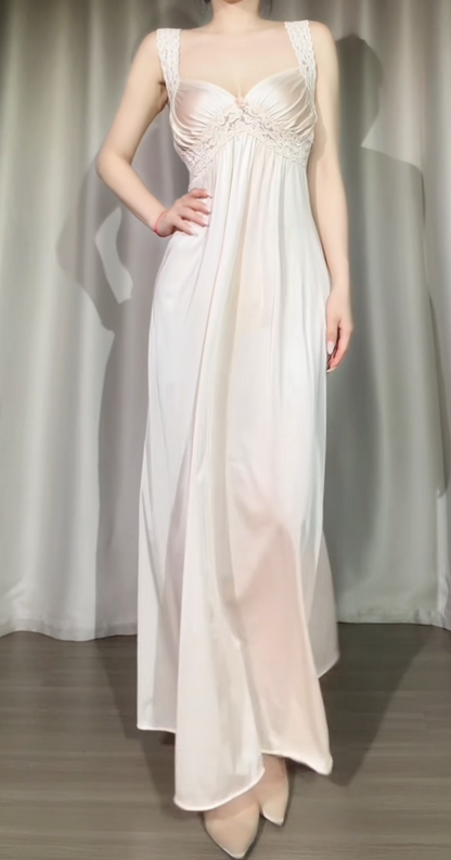Elegant Straps Sheath  Satin Long Evening Dress Light Champagne Prom Dress DP05914