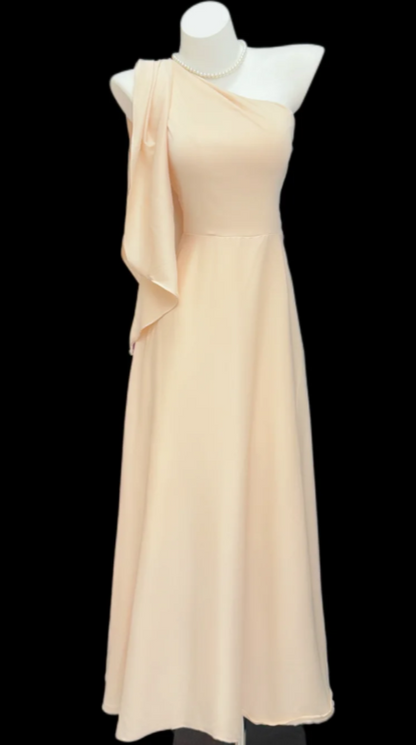 Elegant One-shoulder Sheath Chiffon Long Evening Dress Pastel Orange Prom Dress DP05919