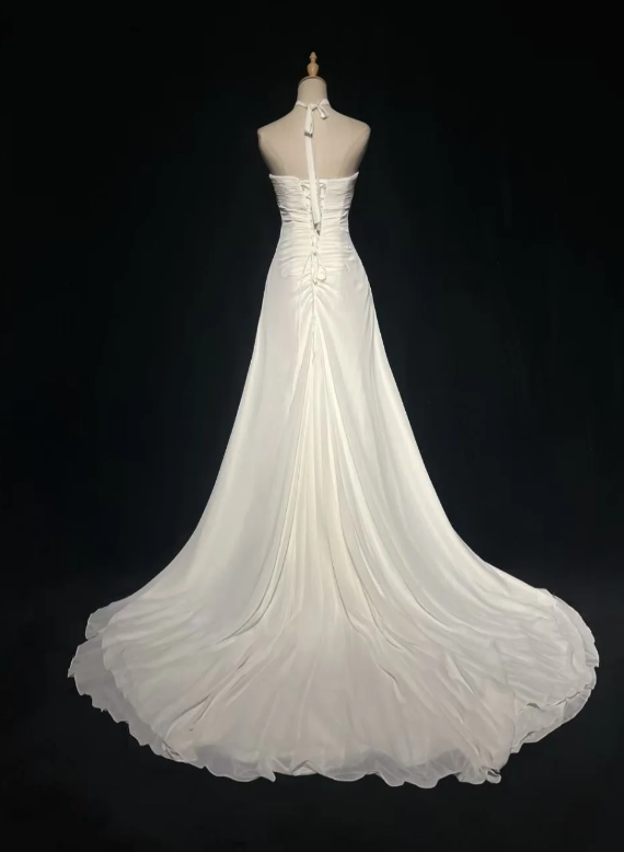 Elegant Strapless Sheath Chiffon Long Evening Dress White Prom Dress DP05920