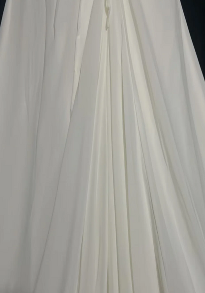 Elegant Strapless Sheath Chiffon Long Evening Dress White Prom Dress DP05920