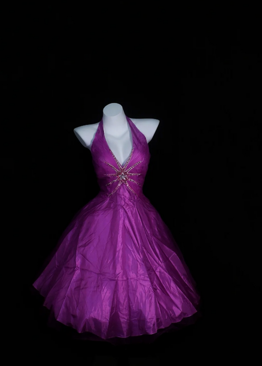 Sexy Purple Birthday Dress Halter A-line Tulle Homecoming Dress DP05928