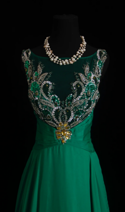 Elegant A-Line Chiffon Green Mother of Bridal Dress DP06023