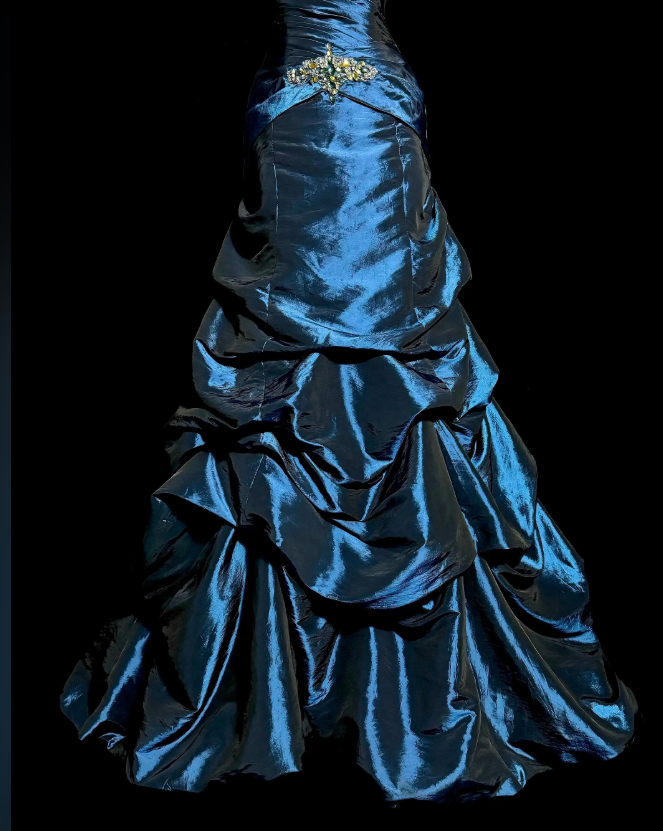 Chic Blue Prom Dress Satin A-Line Strapless Long Evening Dress DP06040