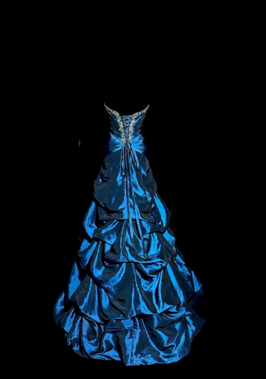 Chic Blue Prom Dress Satin A-Line Strapless Long Evening Dress DP06040