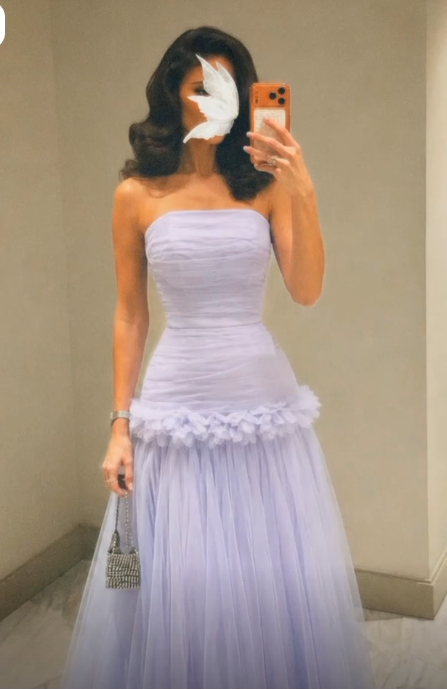 Glam Strapless A-Line Chiffon Long Evening Dress Purple Prom Dress DP06103