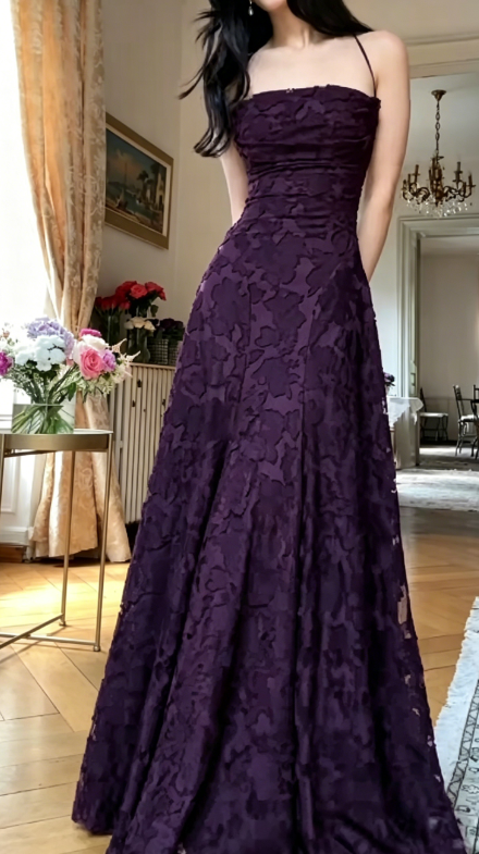 Elegant Lavender Long Evening Dress Lace Sheath Formal Dress DP06134