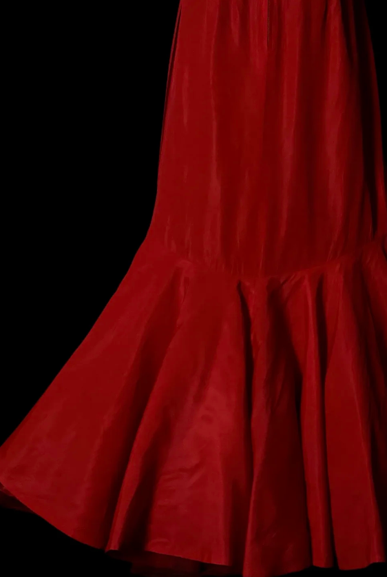 Simple Red Long Evening Dress Chiffon Mermaid Formal Dress DP06140
