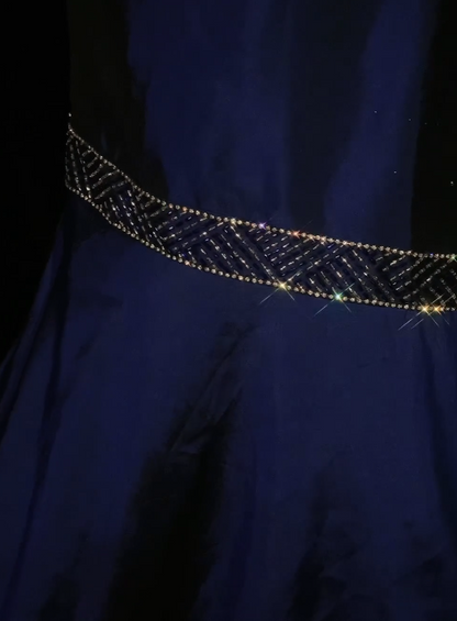Chic Navy Blue Long Evening Dress Satin Mermaid Formal Dress DP06144