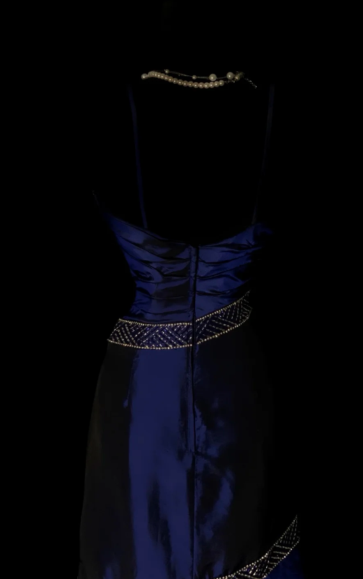 Chic Navy Blue Long Evening Dress Satin Mermaid Formal Dress DP06144