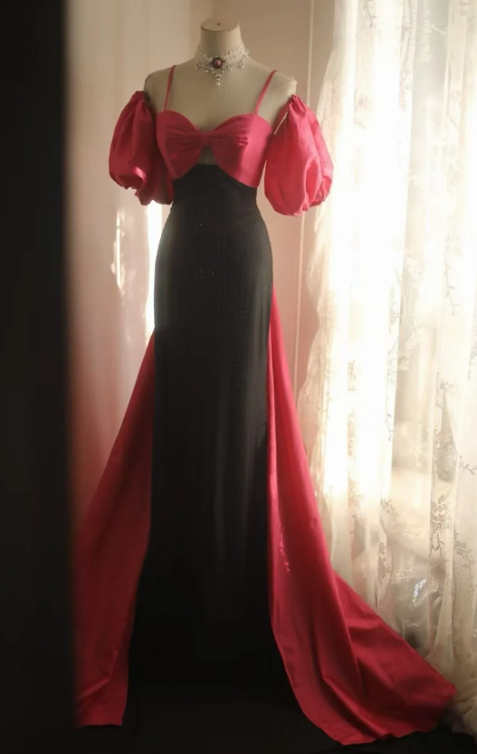 Chic Black Long Evening Dress Chiffon Sheath Formal Dress DP06146