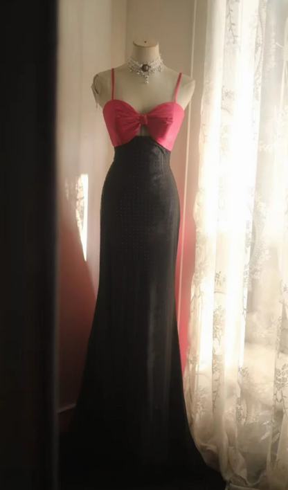 Chic Black Long Evening Dress Chiffon Sheath Formal Dress DP06146