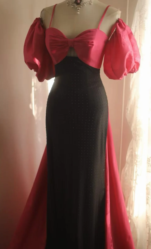 Chic Black Long Evening Dress Chiffon Sheath Formal Dress DP06146