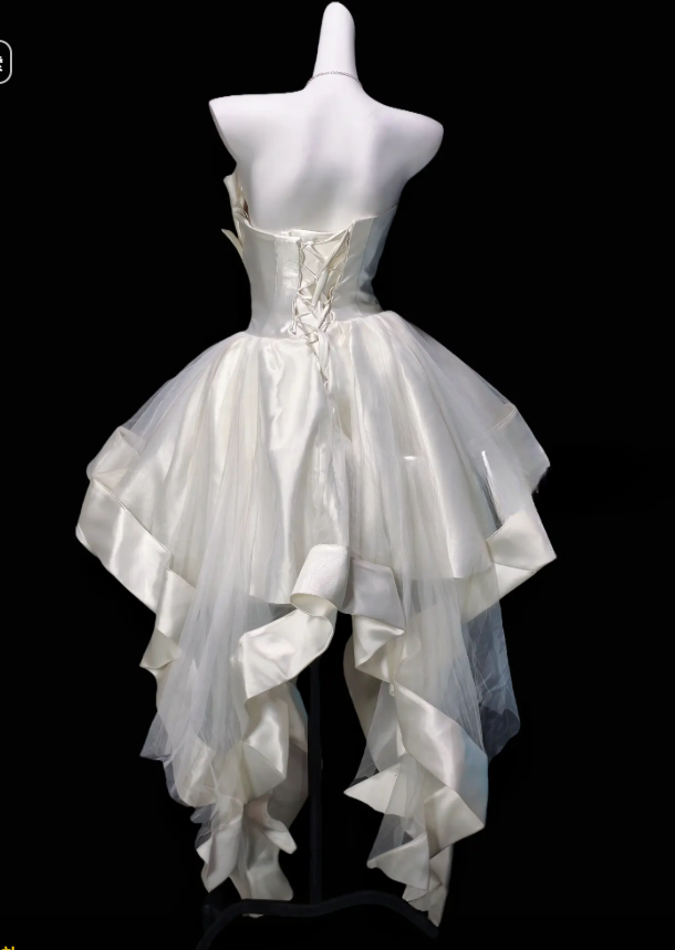 Fashion White Hoco Dress Satin Dress for Party A-Line Birthday Dress DP06151