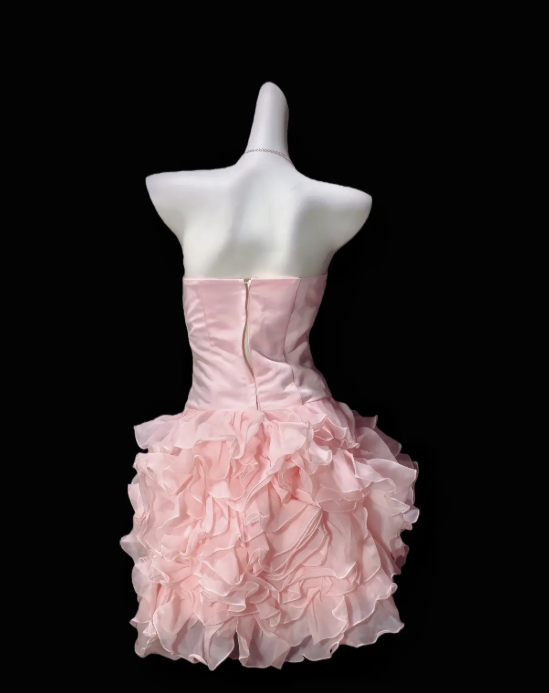 Fashion Pink Hoco Dress Strapless Chiffon Dress for Party Sheath Birthday Dress DP06152