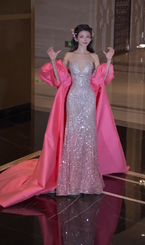Chic Pink Prom Dress Sweetheart Sheath Sequins Long Evening Dress DP06185