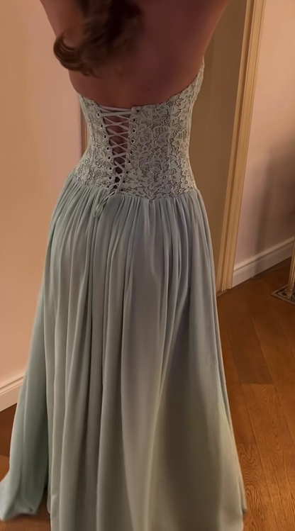 Chic Blue Prom Dress Halter Sheath Chiffon Long Evening Dress DP06188