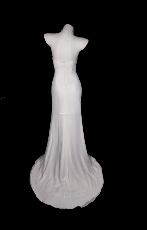 Chic White Evening Dress Sweetheart Sheath Prom Dress Chiffon Formal Dress  DP06245