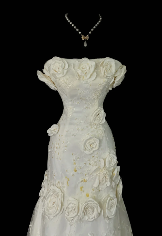 Chic White Evening Dress Strapless A-Line Prom Dress Satin Formal Dress DP06247