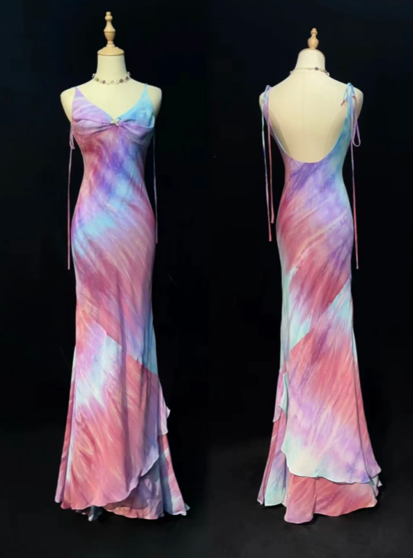 Chic Chiffon Evening Dress Straps Sheath Prom Dress DP06249
