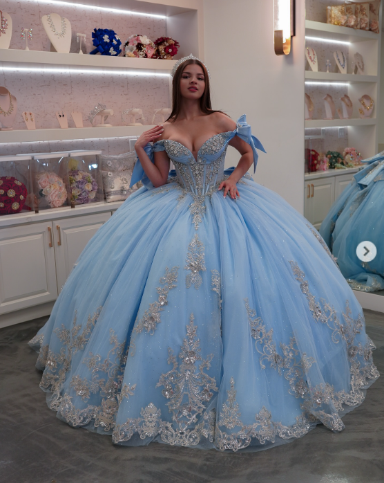 Fairy Blue Quinceanera Dress Sweetheart Ball Gown Birthday Dress Tulle Appliques 16th Birthday Dress DP06272
