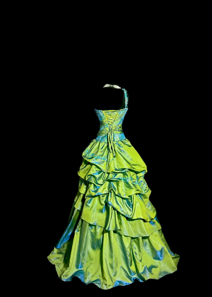 Chic One-shoulder A-Line Satin Long Evening Dress Green Prom Dress DP06288