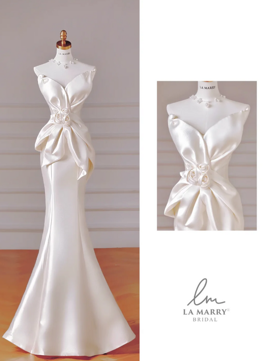 Timeless Sweetheart Mermaid Wedding Dress White Bridal Gown Satin Bridal Dress DP06295