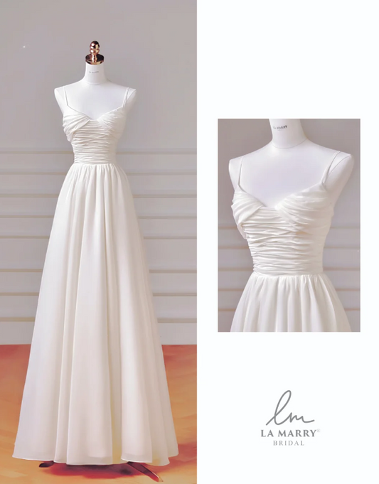 Timeless Straps A-Line Sheath Wedding Dress White Bridal Gown Chiffon Bridal Dress DP06297