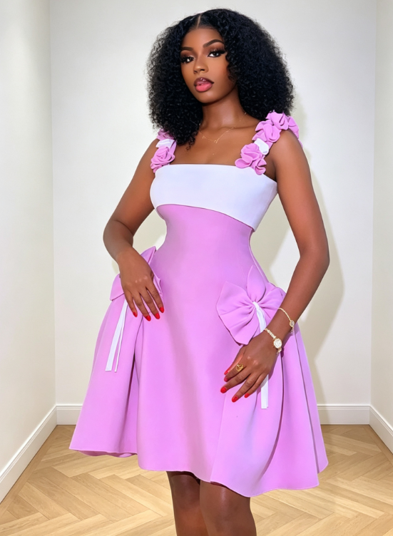 Sexy Pink Hoco Dress Straps A-Line Dress for Party Chiffon Birthday Dress DP06311