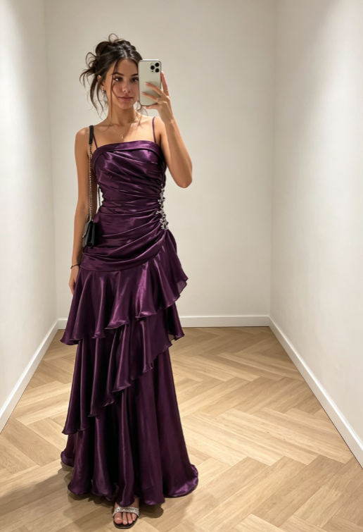Glam Purple Prom Dress Sheath Dress for Party Chiffon Evening Dress DP06327