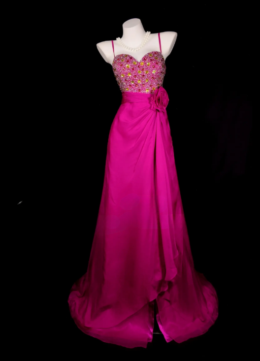 Glam Pink Prom Dress Sheath Dress for Party Satin Evening Dress DP06331