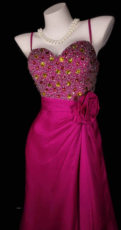 Glam Pink Prom Dress Sheath Dress for Party Satin Evening Dress DP06331