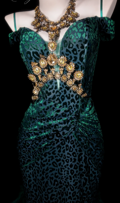 Glam Jade Prom Dress Sheath Dress for Party Satin Evening Dress DP06332