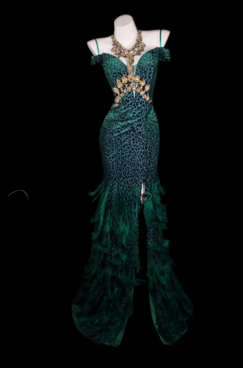 Glam Jade Prom Dress Sheath Dress for Party Satin Evening Dress DP06332