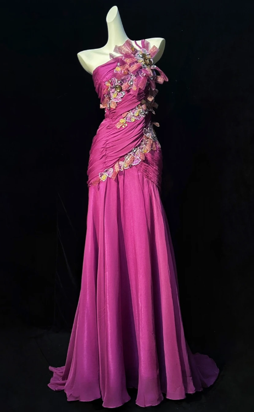 Chic Pink Prom Dress  Sheath Chiffon Long Evening Dress DP06342