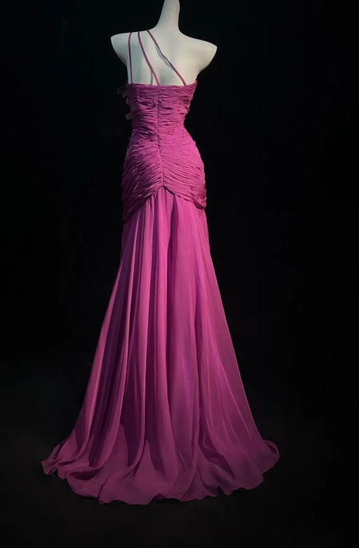 Chic Pink Prom Dress  Sheath Chiffon Long Evening Dress DP06342